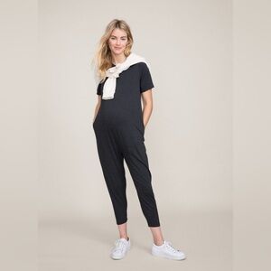 Hatch Charcoal Short-Sleeve Jumpsuit